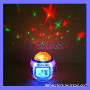 Music Starry Star Sky Projection Alarm Clock Calendar Thermometer